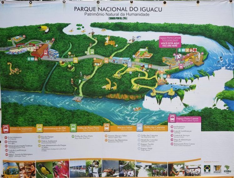Mapa de las cataratas de Iguazú (lado brasileño)