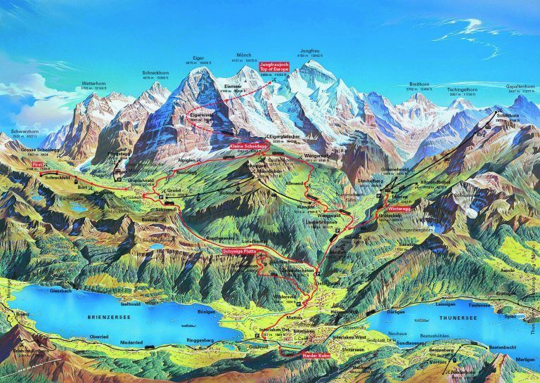 Mapa de la zona del Jungfrau