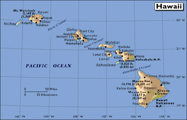 mapa de hawaii