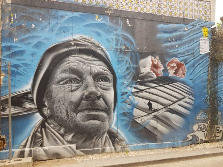 Mural de un pescador